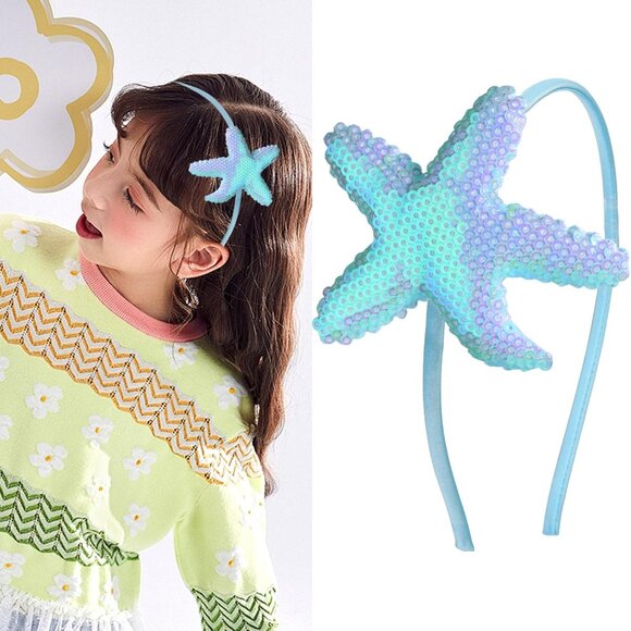 Accessories - Starfish Headband Summer Hairbands Blue Sequin Star Design Head Wear Gifts for W